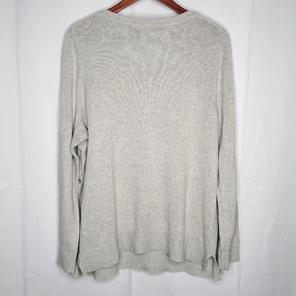 Lane Bryant Sweater 18 20 Bling Jeweled Embellished Beaded Gray Cotton Blend - Picture 4 of 7